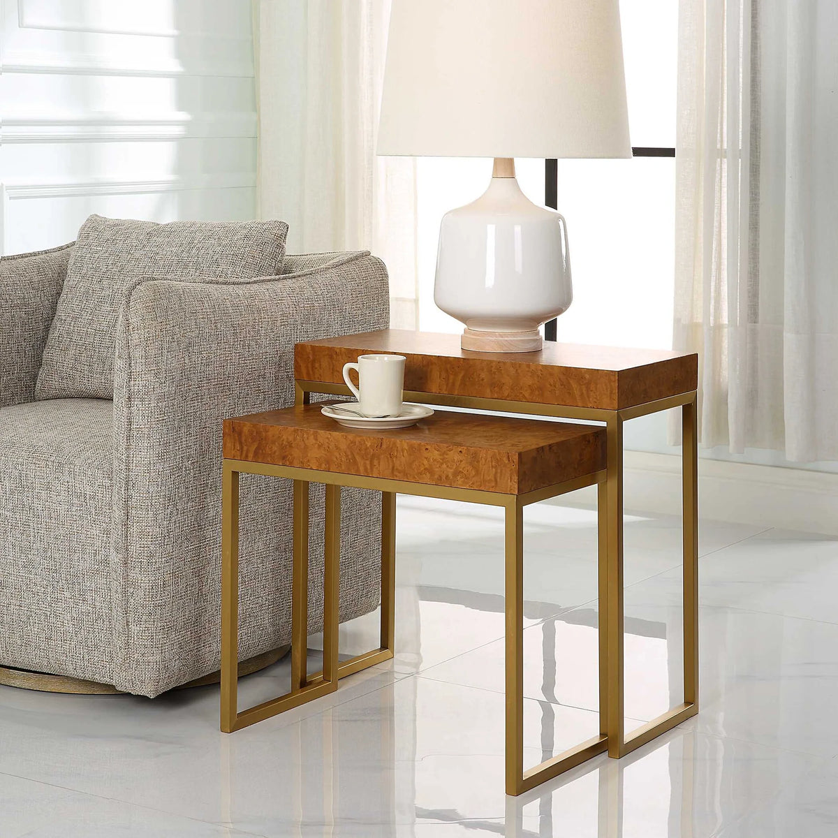 Wooden Nesting Tables, Set of 2