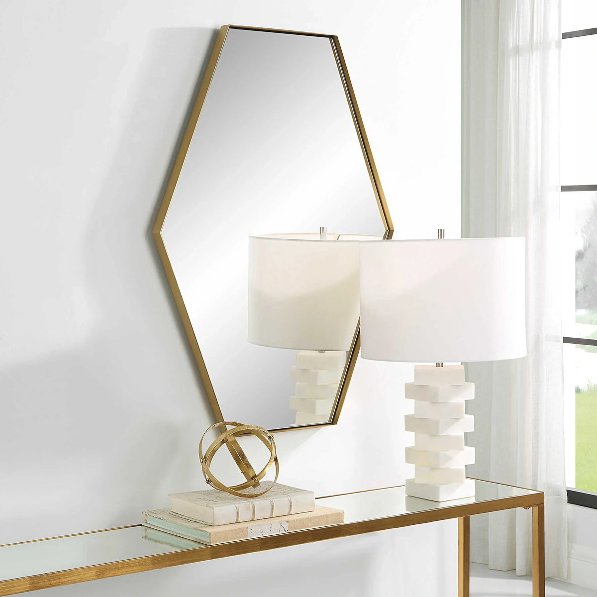 Brass Hexagon Mirror