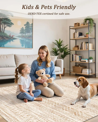 Art&Tuft Moroccan Contemporary Area Rug - Non-Slip, and Machine Washable for Effortless Living