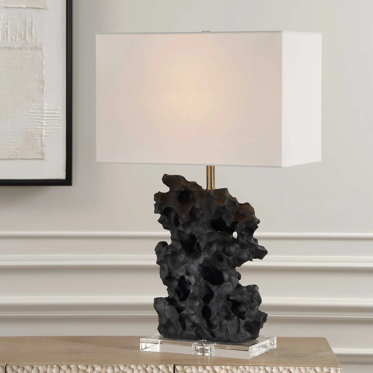 Basalt Black Stone Table Lamp