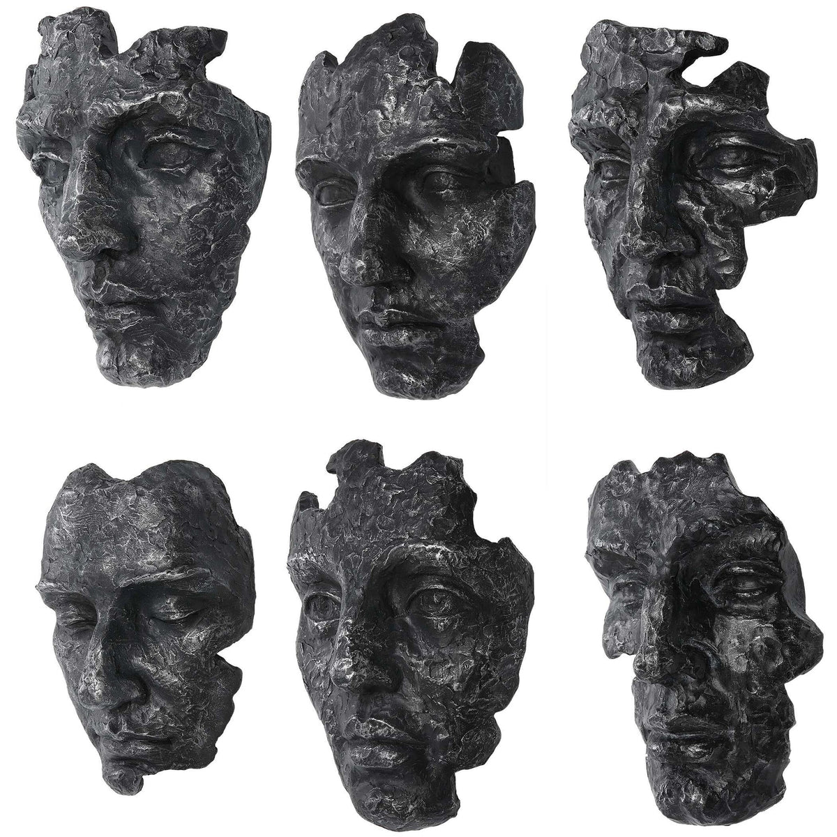 Sculptural Mask Wall Decor, Set of 6