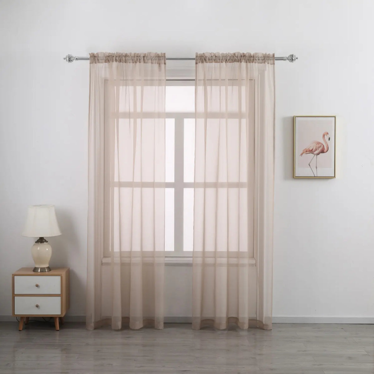 Sheer Curtains for Soft Light Filtering - 2 Rod Pocket Panels in Natural Style for Any Room