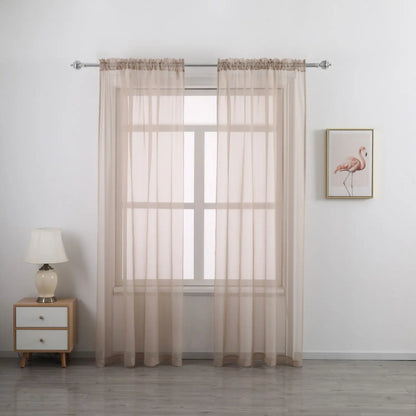 Sheer Curtains for Soft Light Filtering - 2 Rod Pocket Panels in Natural Style for Any Room