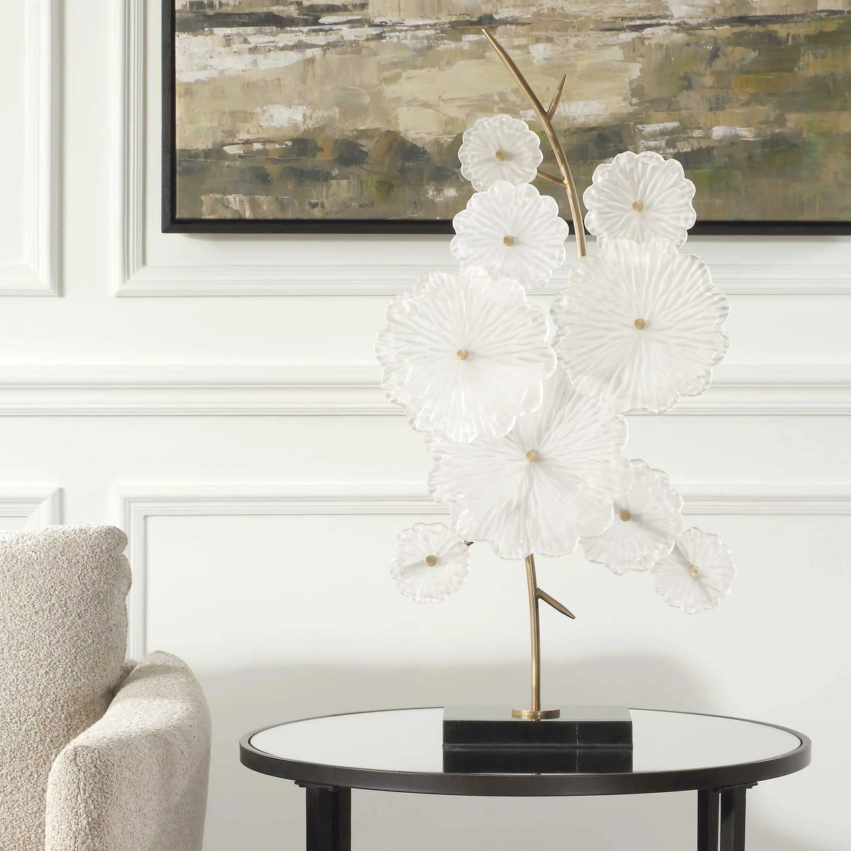 Glass Floral Table Sculpture