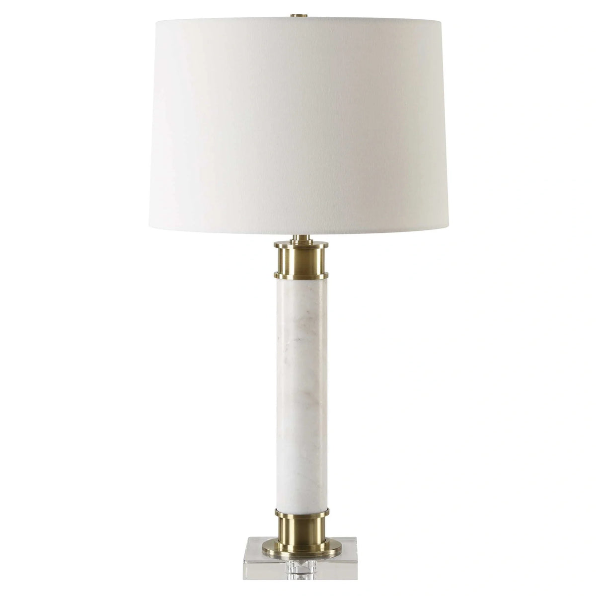 White Marble Column Table Lamp