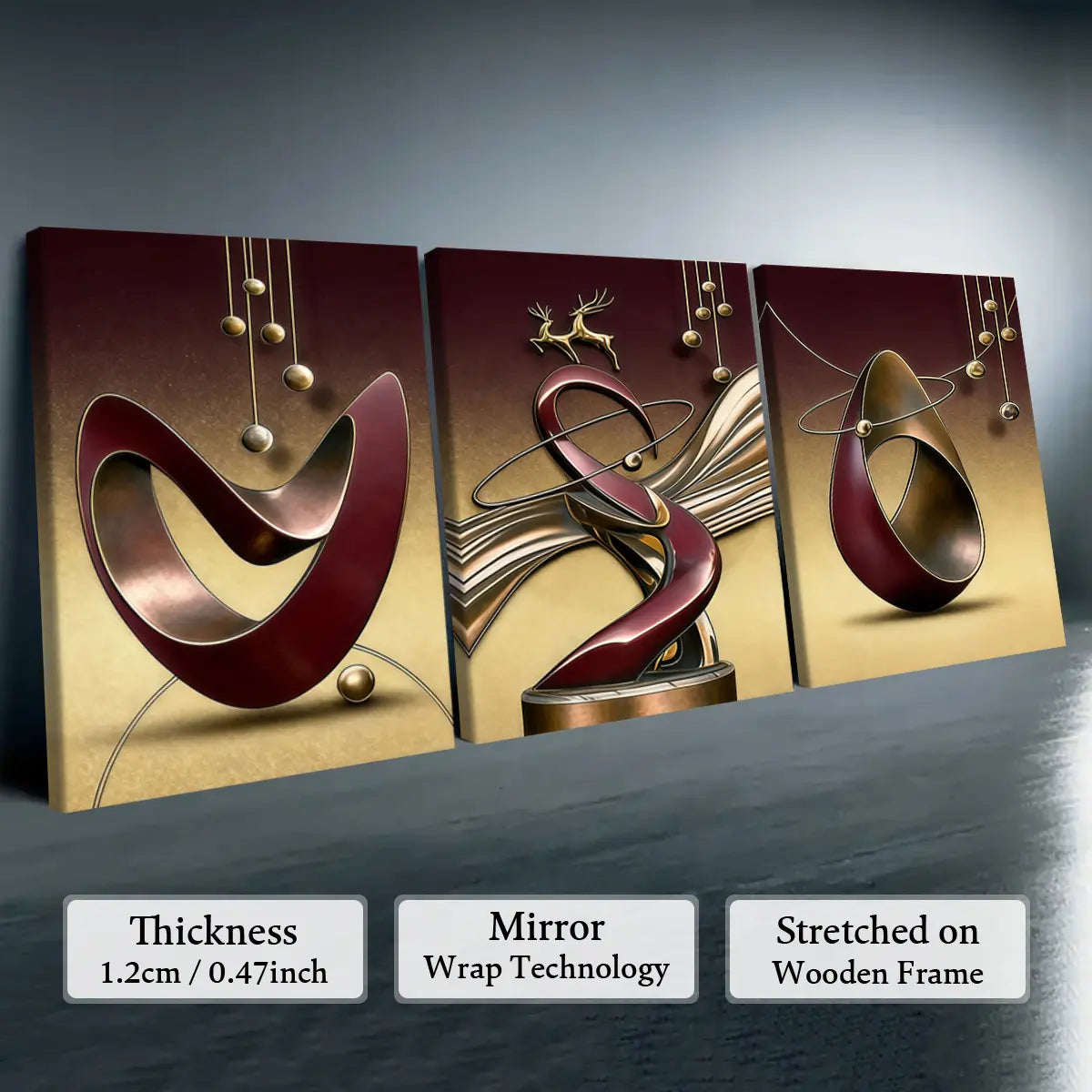 Elevate Your Space with Our 3-Piece Wooden-Frame Canvas Print Set – Stunning Geometric Pattern for Modern Home Decor!