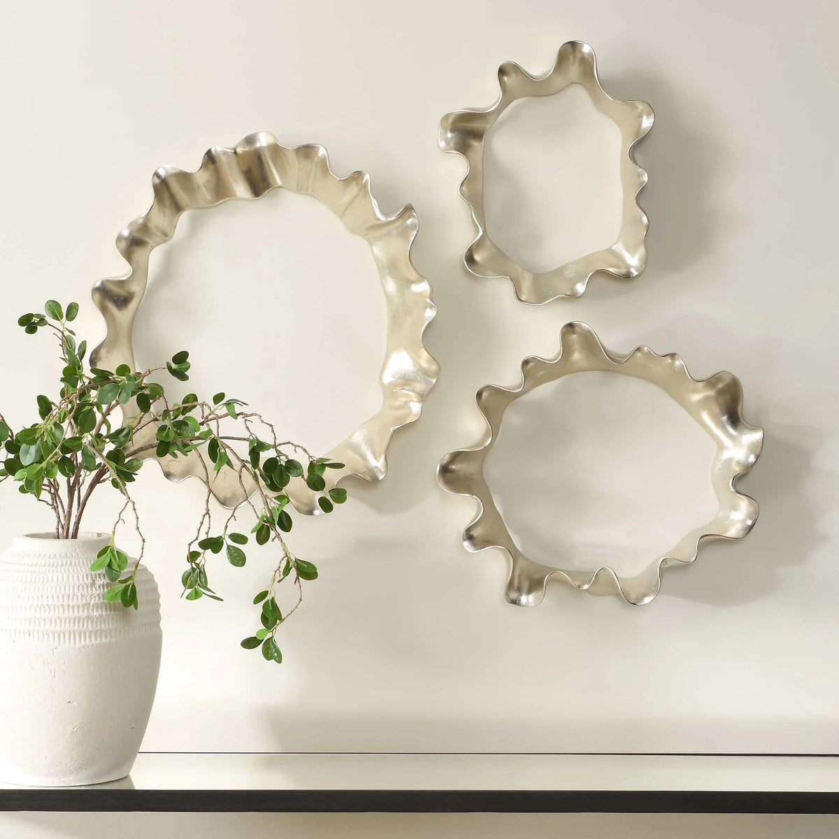 Silver Ripple Wall Art, Set of 3