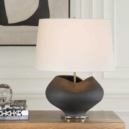 Aged Black Porcelain Table Lamp