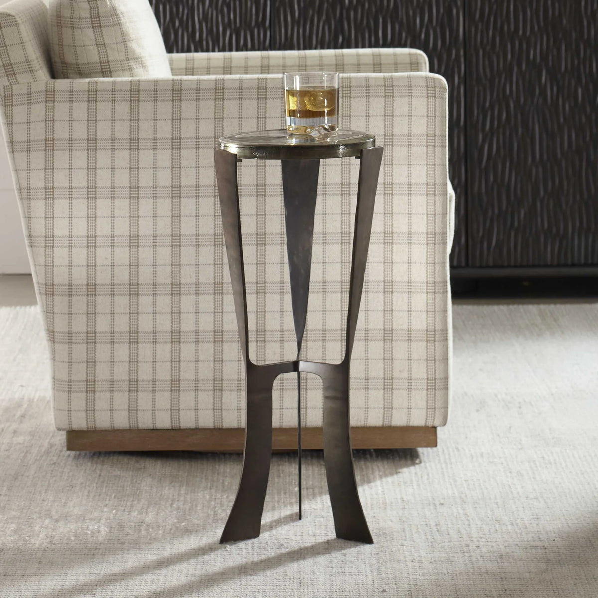 Dark Bronze Cast Glass Drink Table