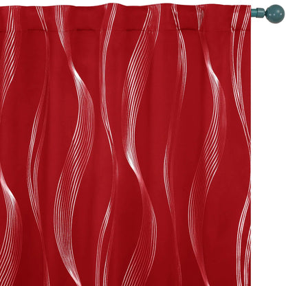 Transform Your Space with Deconovo Silver Print Wave Striped Blackout Curtains - 2 Panels of Thermal Insulated, Soundproof Elegance for Your Living Room or Bedroom