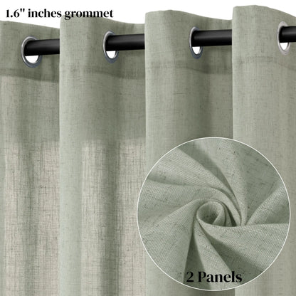 Jowels Semi-Sheer Linen Grommet Curtains - 2-Pack Drapes for Light Filtering Privacy in Any Room