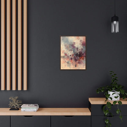Abstract Framed Canvas Wall Art | 100% Cotton Canvas on Poplar Wood Frame, Walnut or Black | Five Vertical Sizes