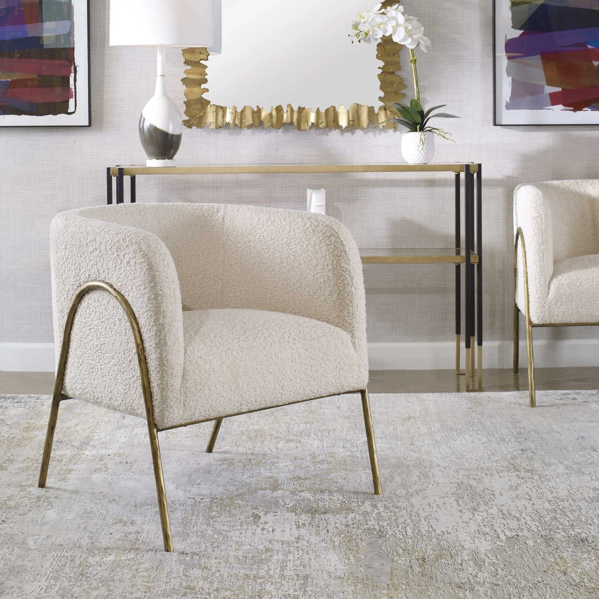 Boucle Barrel Accent Chair