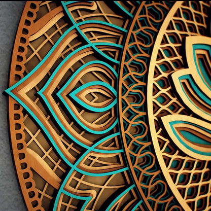 Large Lotus Flower Mandala Wood Wall Art - 22x22 inches, 9 Layers of Serenity
