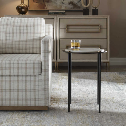 Round White Marble Accent Table