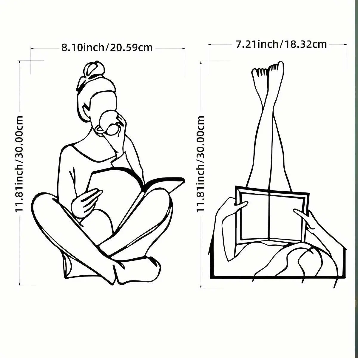 Reading Girl & Book Metal Wall Art - 2 Piece Set for Home Decor, Perfect for Living Room, Bedroom, or Office