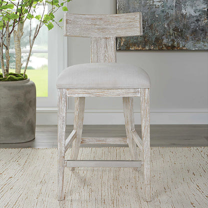 Whitewashed Wood Counter Stool