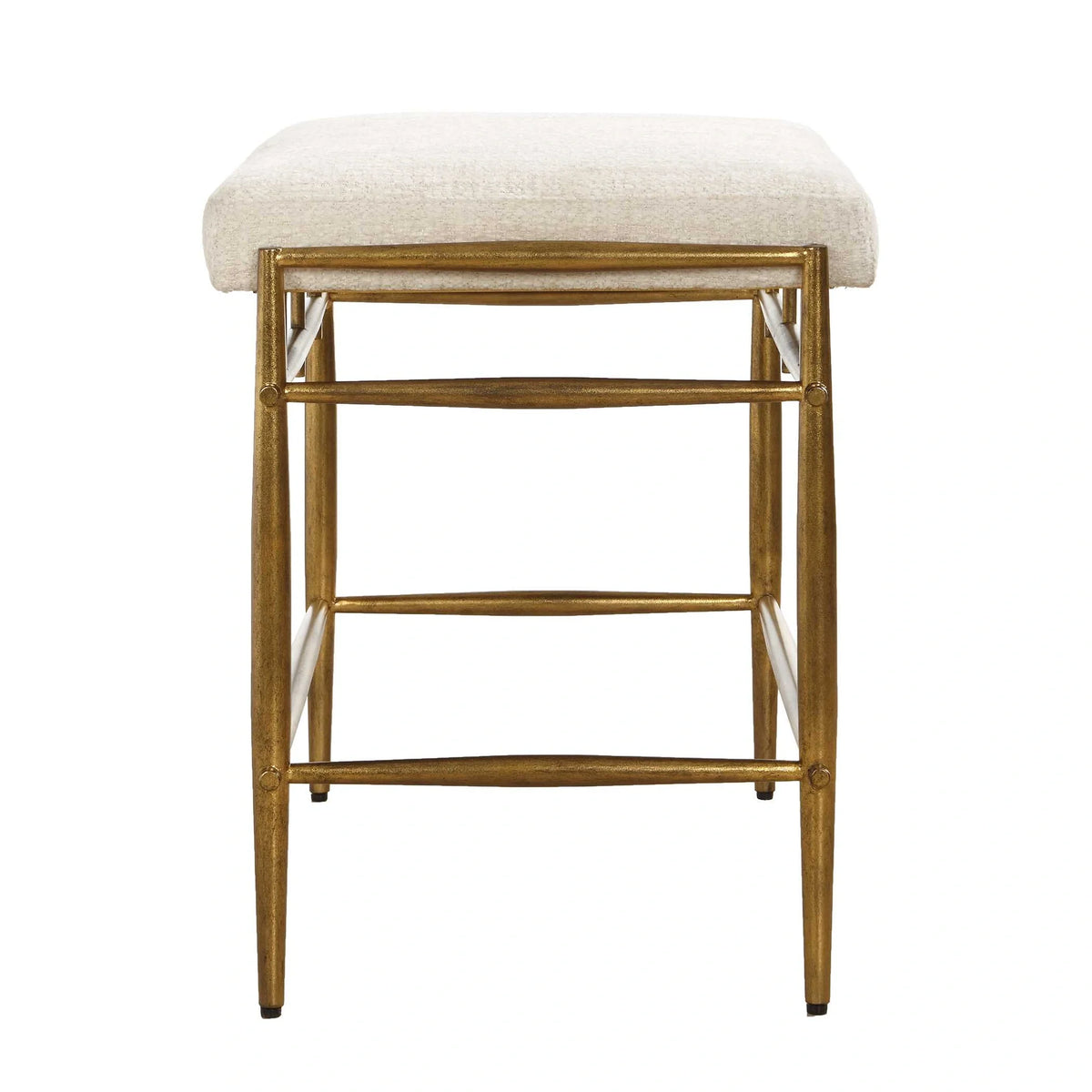 Plush White Small Brass Bench