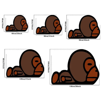 Irregular Cartoon Monkey Print Carpet - Soft Velvet Easy Clean Area Rug for Living Room & Bedroom Decor