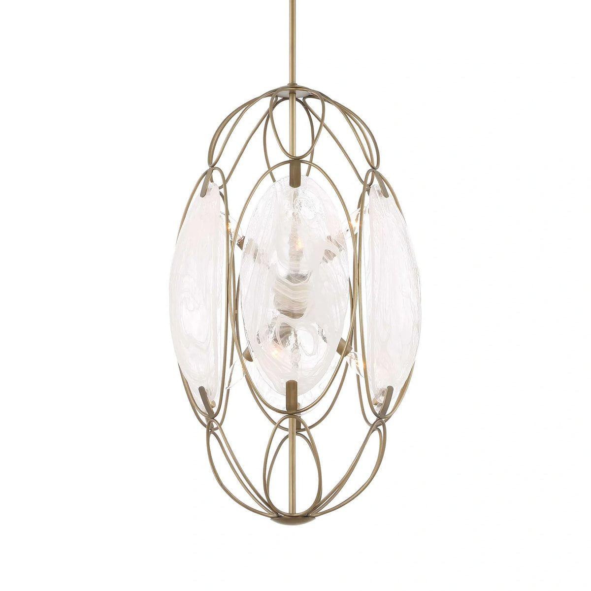 6 Light Glass Panel Pendant