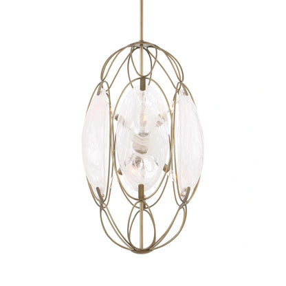 6 Light Glass Panel Pendant