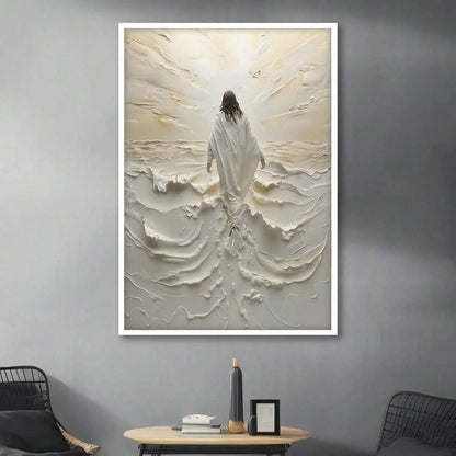 Jesus Walking on Water Canvas Poster - Unframed Wall Art for a Serene Room Aesthetic