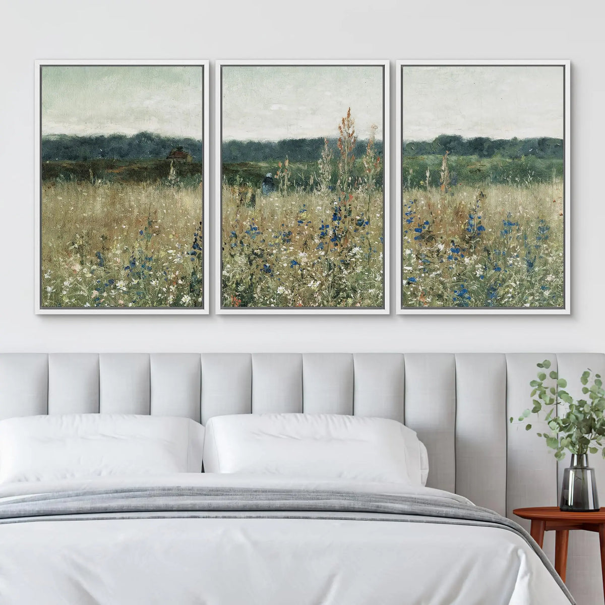 Framed Canvas Prints: Rustic Wildflower Countryside Art for Living Room, Bedroom, and Office Decor