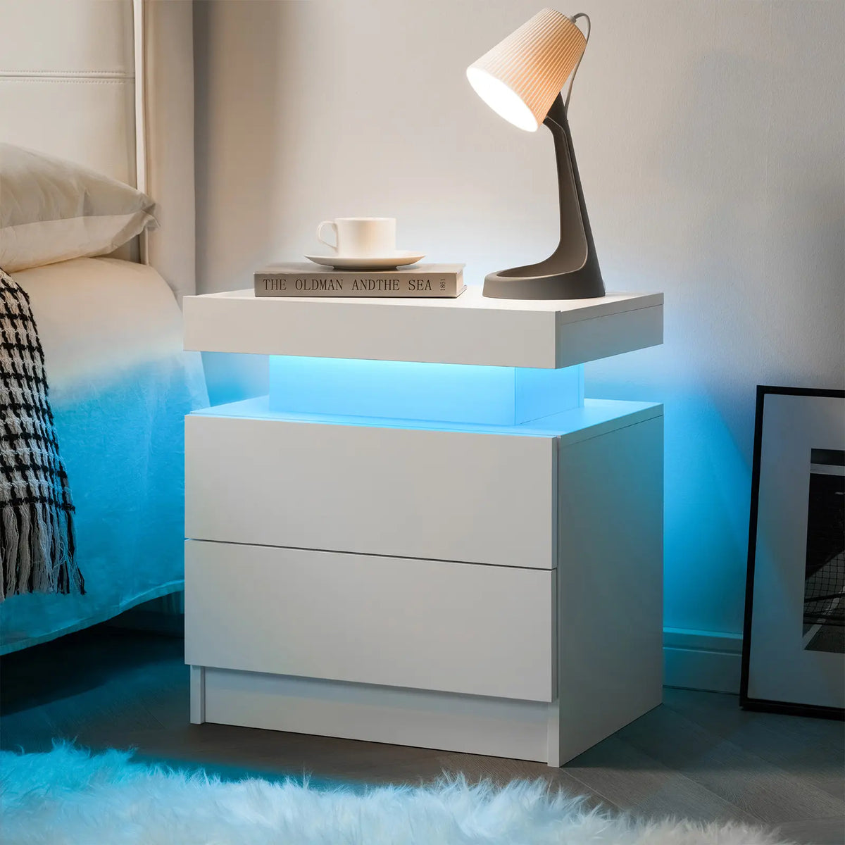 LED Nightstand with 2 Drawers