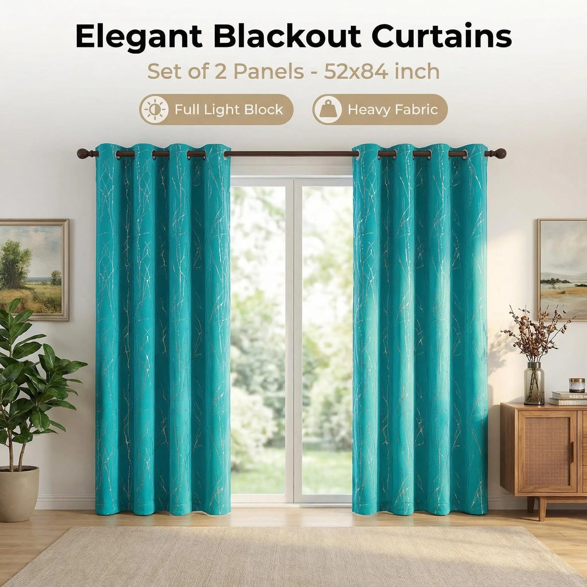 Curtain Club Luxury Blackout Drapes – 2 Panels of Elegance in 20+ Colors for Your Bedroom & Living Room