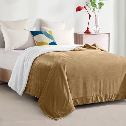 Mocassi Reversible Sherpa-Backed Throw Blanket, Velvety Plush Touch, 50In X 60In Throw Blankets