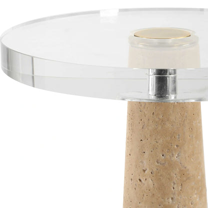 Travertine & Crystal Drink Table