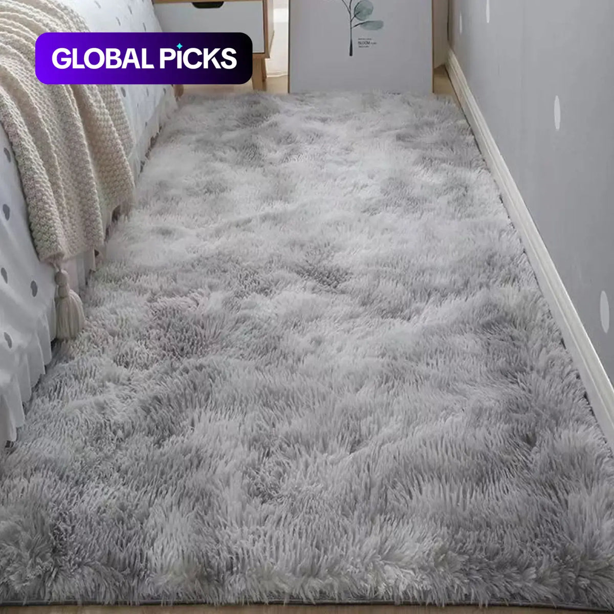Nordic Long Pile Soft Rug | Plush Bedside, Window Seat & Floor Runner | Grey, Black or Off-White in Four Sizes