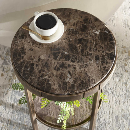 Round Dark Marble Accent Table