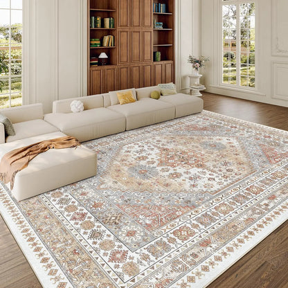 Comicomi Decorative Rugs for Bedroom, Non-Slip Backing Machine Washable Vintage Bohemian Geometric Pattern Large Pink Stain-Resistant Soft Indoor Rug for Kids Nursery Dorm, Decorative Rug,Back to School,Dorm Essentials,Home Decor,Home Essentials