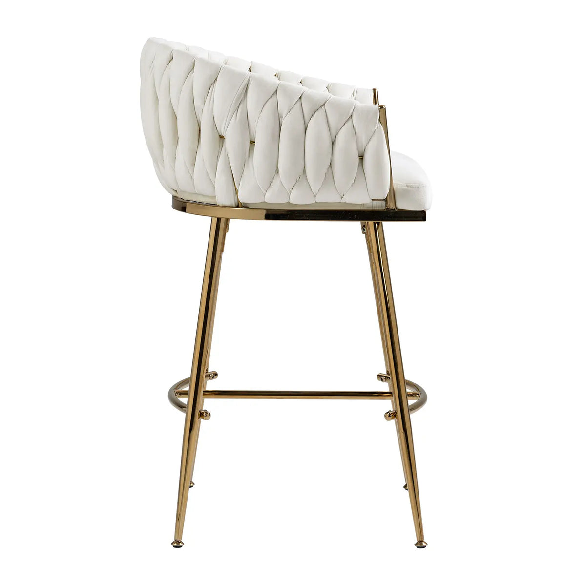 Dreamzon 26" Adjustable Velvet Counter Stools - Beige Chairs with Hand-Wave Back and Golden Chrome Base