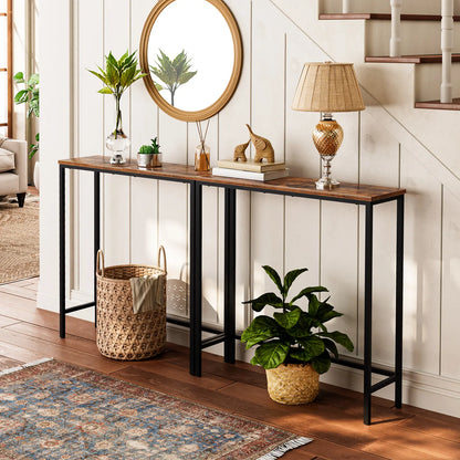 Hoobro 29.5" Rustic Brown and Black Console Table