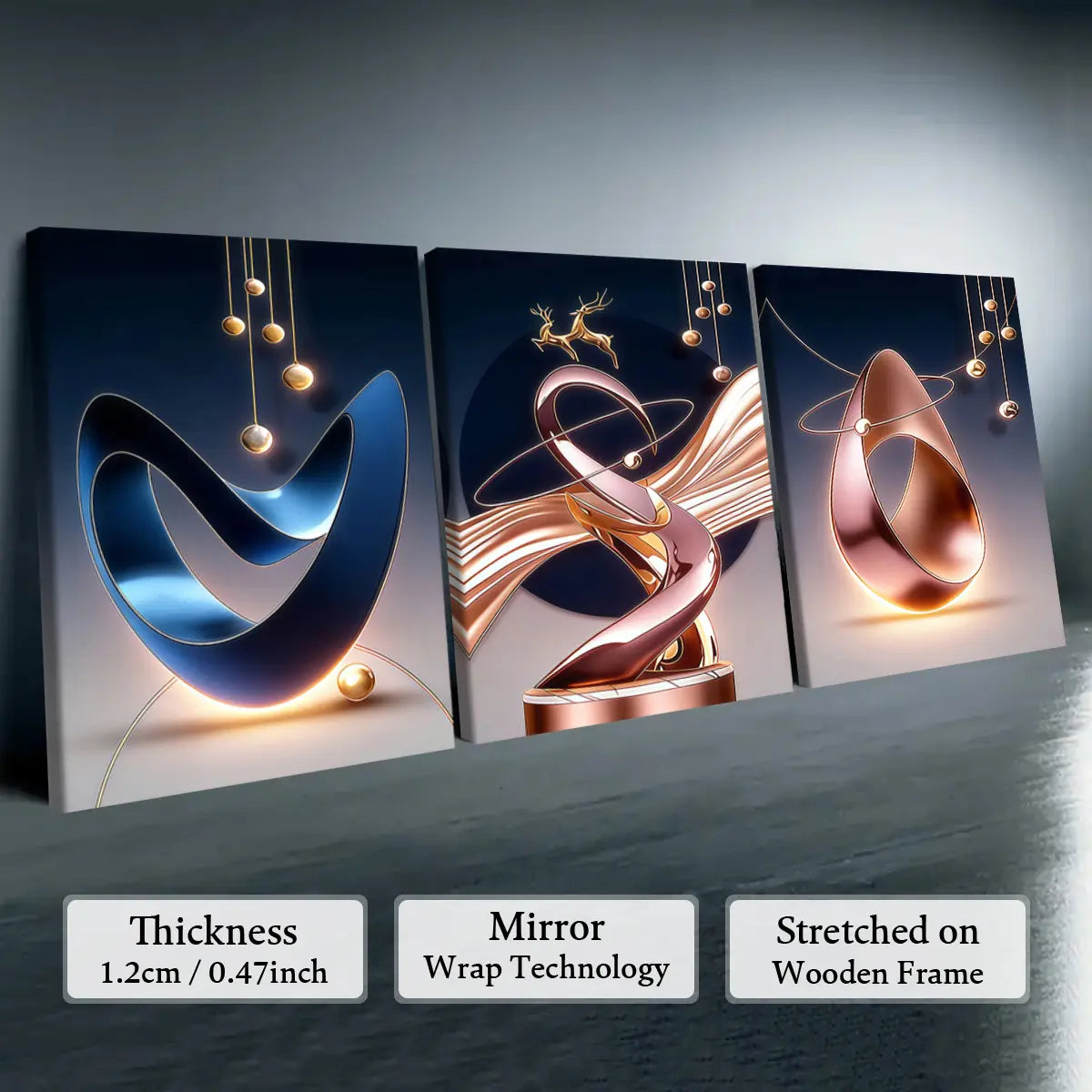 Elevate Your Space with Our 3-Piece Wooden-Frame Canvas Print Set – Stunning Geometric Pattern for Modern Home Decor!