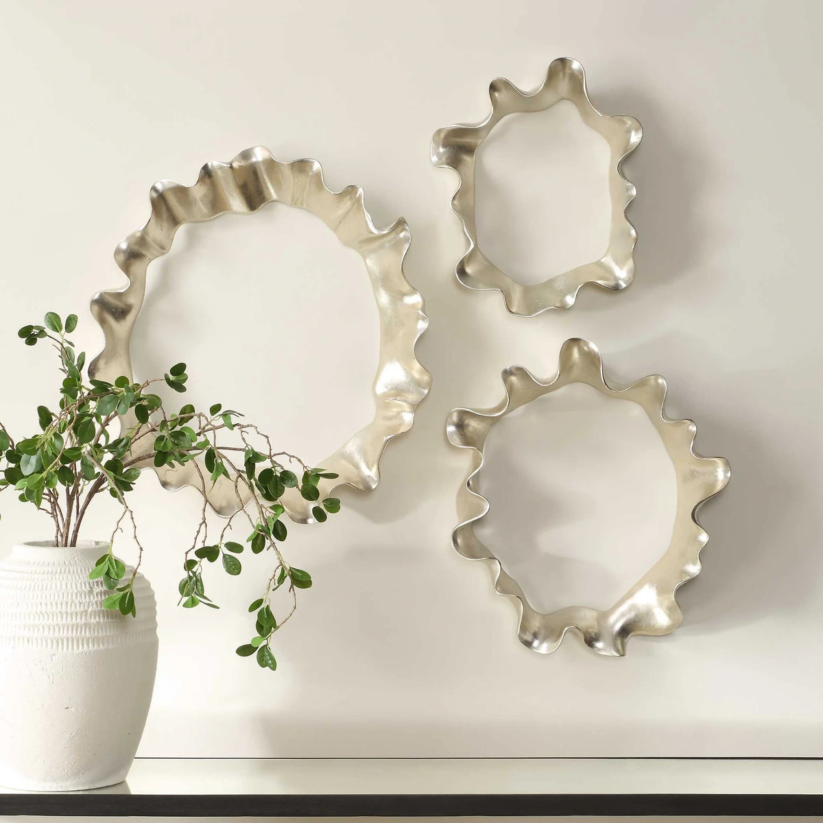 Silver Ripple Wall Art, Set of 3