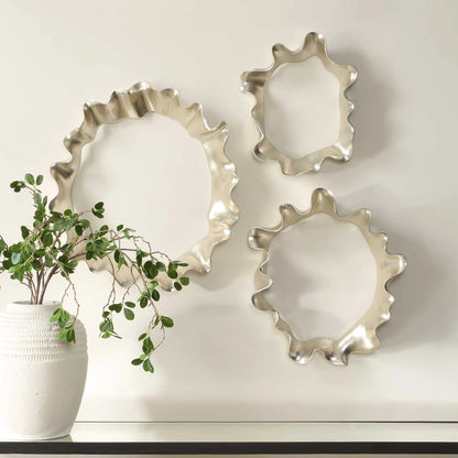 Silver Ripple Wall Art, Set of 3