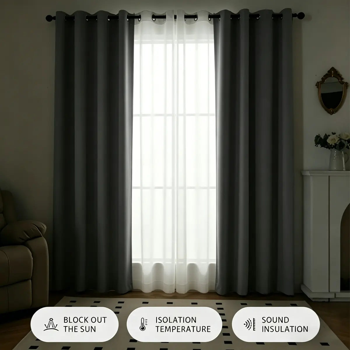 4 Panels Blackout Curtain Set – 2 Blackout Curtains + 2 Semi Sheer Curtains for Style and Light Control in Any Room