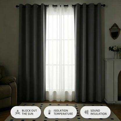 4 Panels Blackout Curtain Set – 2 Blackout Curtains + 2 Semi Sheer Curtains for Style and Light Control in Any Room