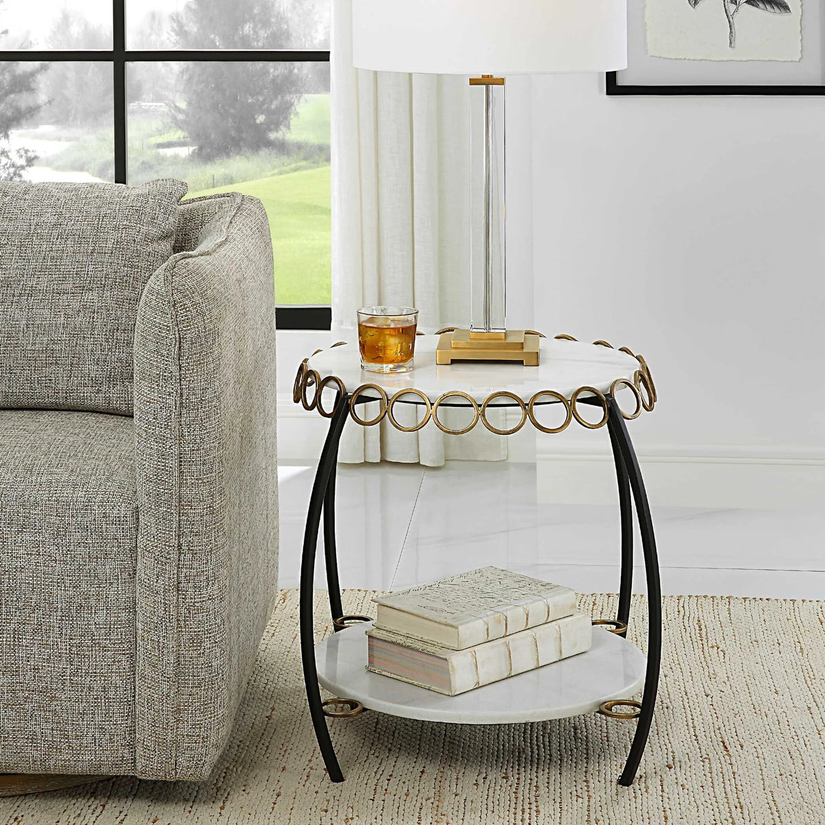White Marble Side Table