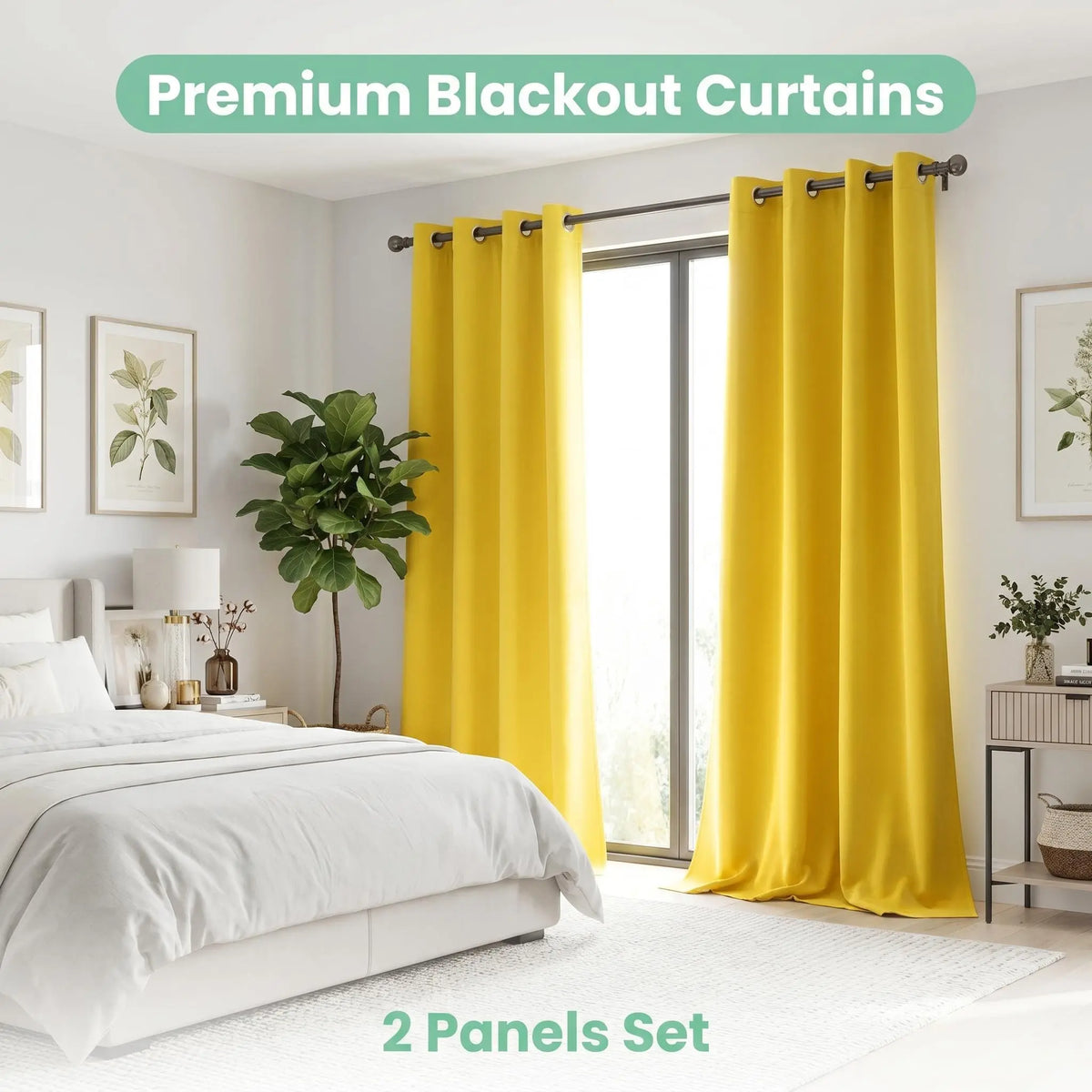 2-Panel Grommet Blackout Curtains - 52"x84" Thermal Insulated Drapes for Light Control and Noise Reduction