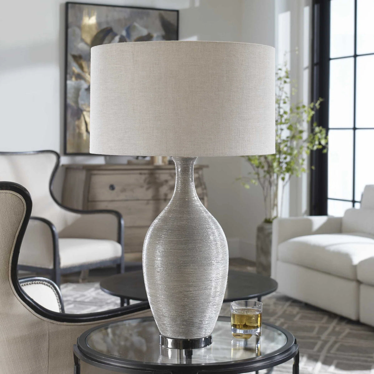 Gray Textured Table Lamp