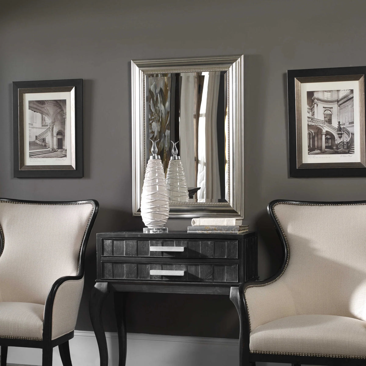 Silver Beaded Mirror