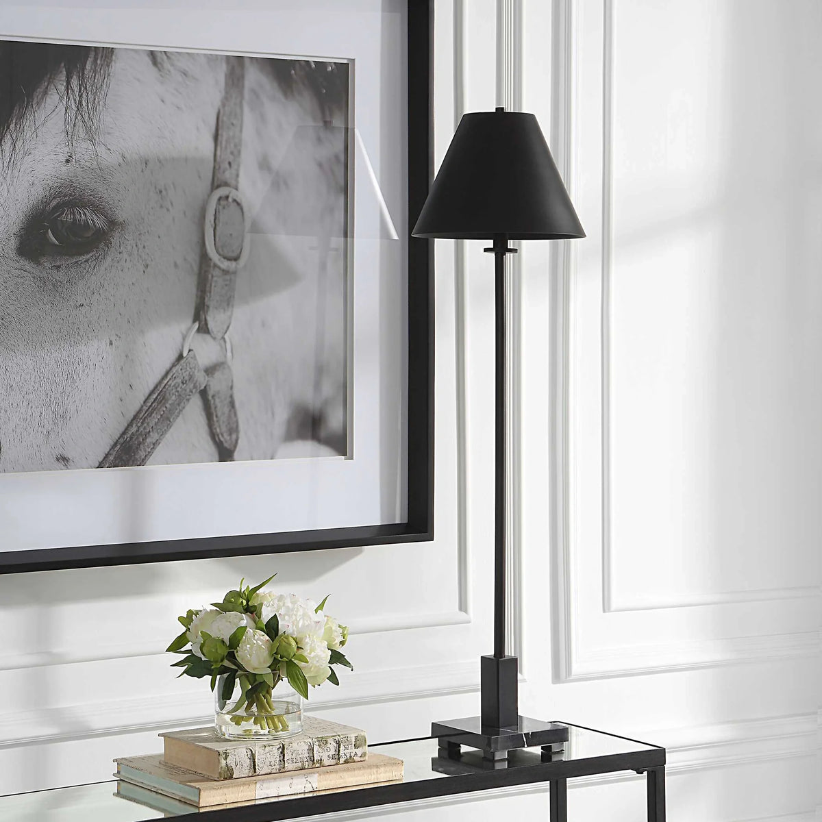 Satin Black Buffet Lamp