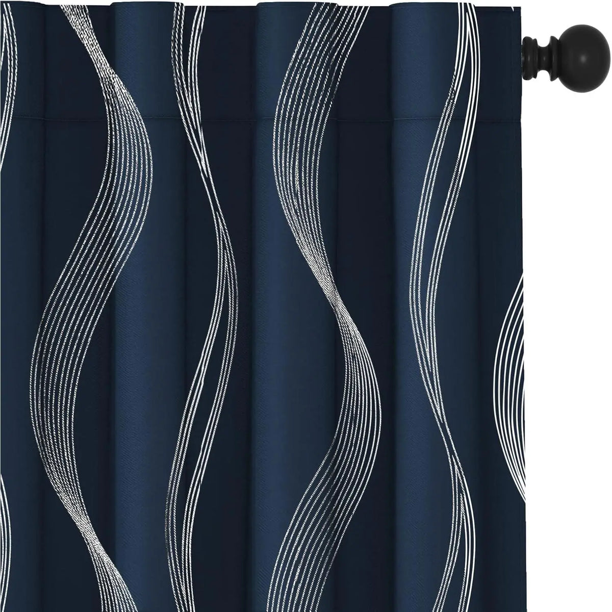 Transform Your Space with Deconovo Silver Print Wave Striped Blackout Curtains - 2 Panels of Thermal Insulated, Soundproof Elegance for Your Living Room or Bedroom