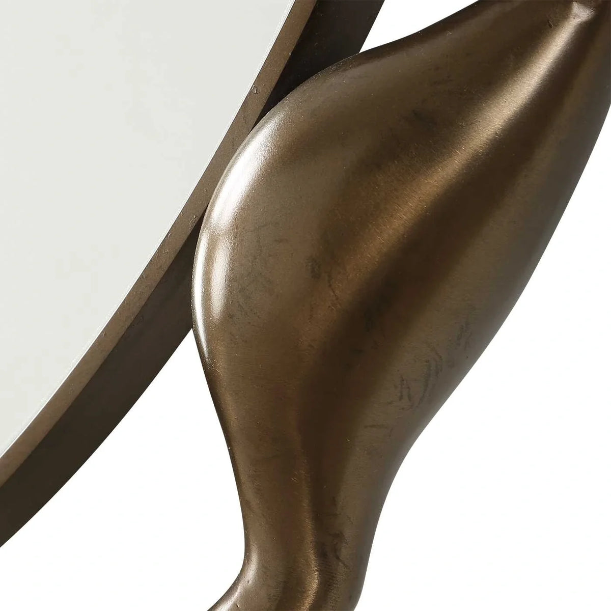 Sculptural Round Bronze Mirror