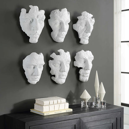 Sculptural Mask Wall Decor, Set of 6