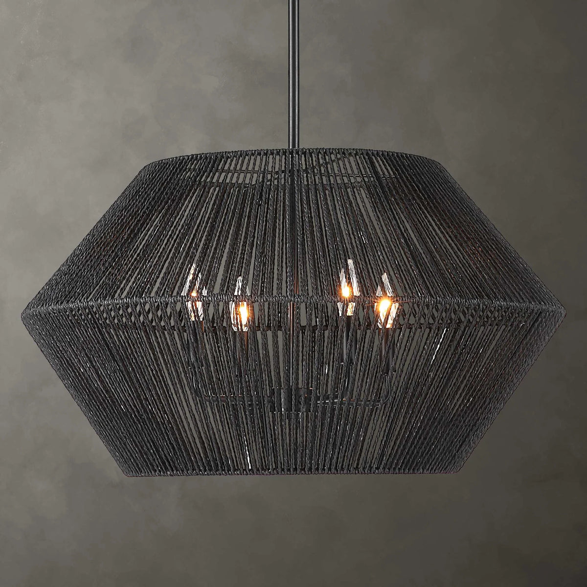 4-Light Black Rope Pendant